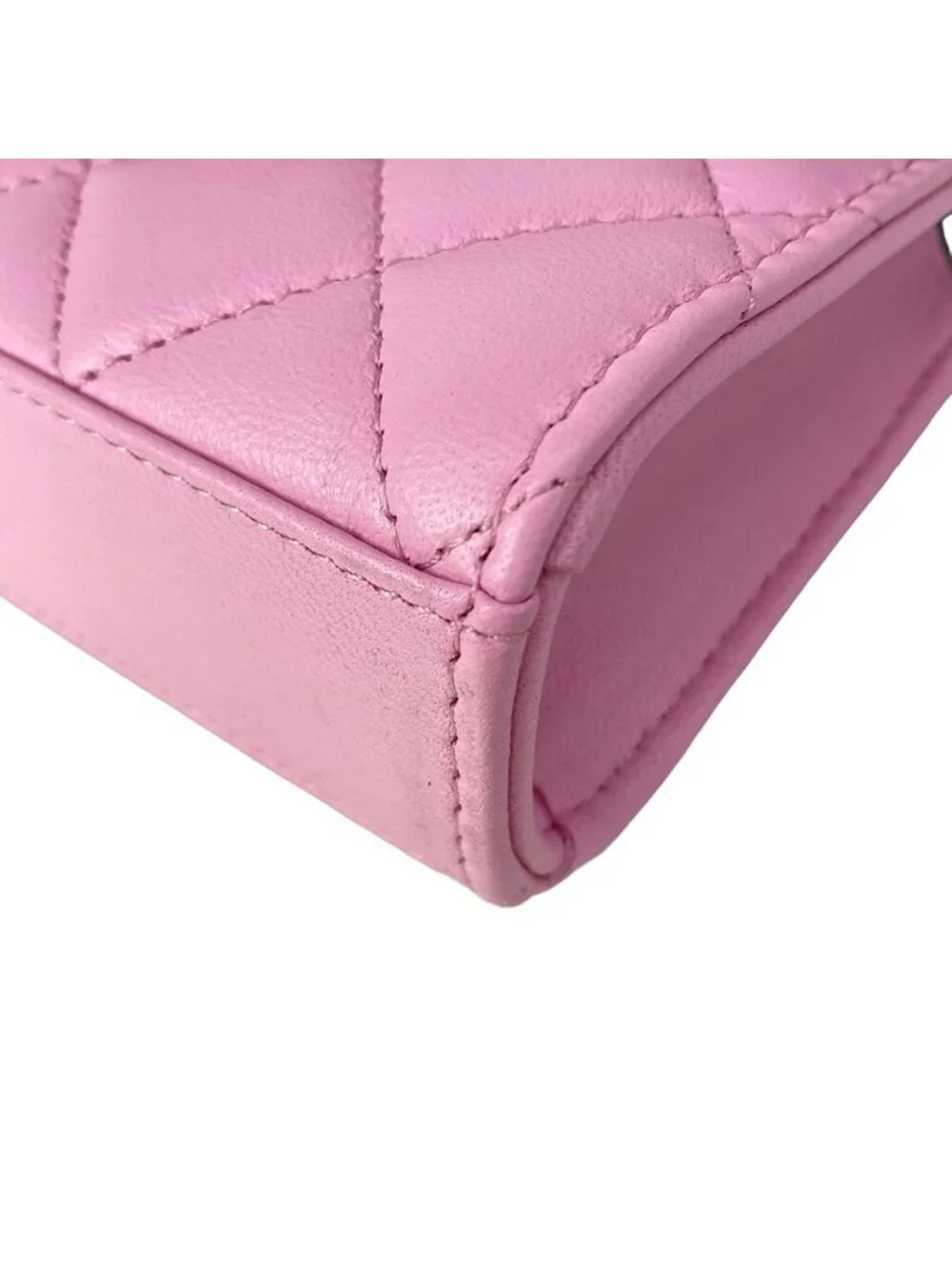 Chanel Shoulder Bag Quilted Chain Clutch Pink Light Green Lambskin